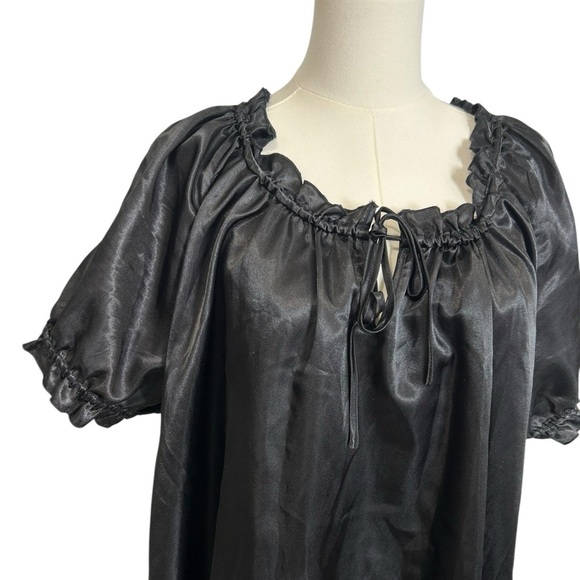 Amoureuse Nightgown Vintage Black Satin Croquette Whimsigoth Size Large Women’s - Picture 3 of 12